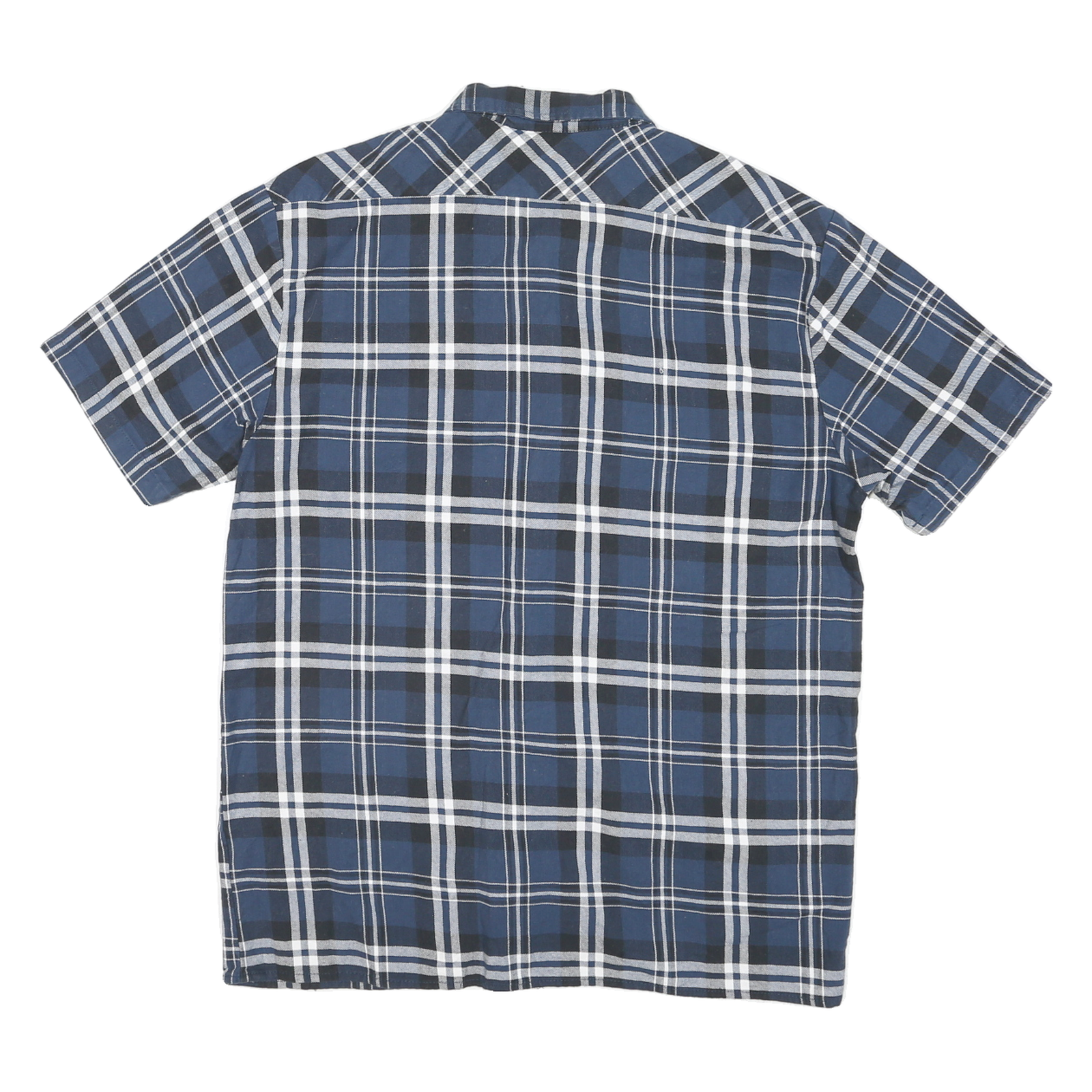 DICKIES Mens Blue & White Plaid Short Sleeve Shirt L Cotton Blend Casual