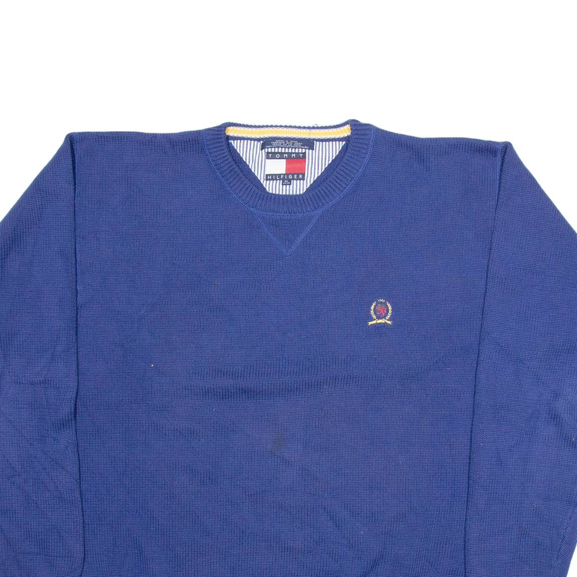 TOMMY HILFIGER Mens Jumper Blue Tight Knit XL