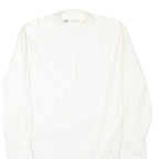 ZARA Womens White Basic Long Sleeve Round Neck Plain L Cotton Blend Top