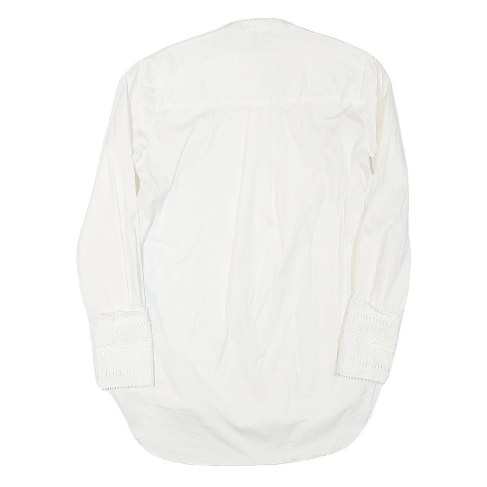 ZARA Womens White Basic Long Sleeve Round Neck Plain L Cotton Blend Top