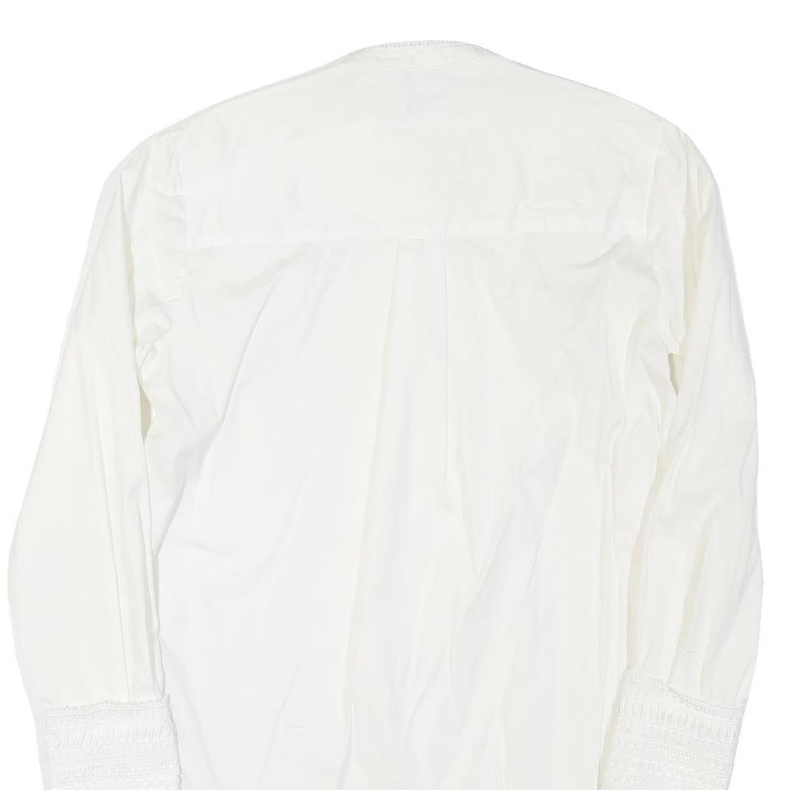 ZARA Womens White Basic Long Sleeve Round Neck Plain L Cotton Blend Top