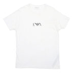 EMPORIO ARMANI Mens White Graphic T-Shirt XL Short Sleeve Crew Neck Luxury