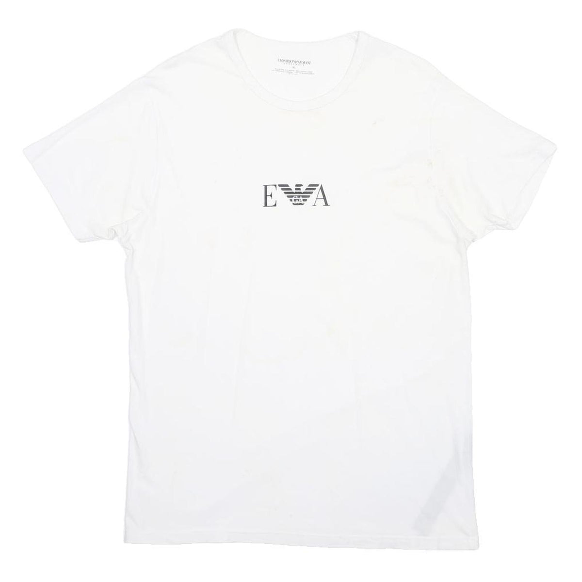 EMPORIO ARMANI Mens White Graphic T-Shirt XL Short Sleeve Crew Neck Luxury