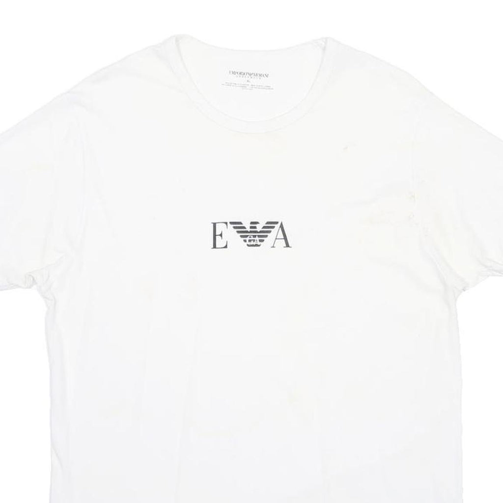 EMPORIO ARMANI Mens White Graphic T-Shirt XL Short Sleeve Crew Neck Luxury