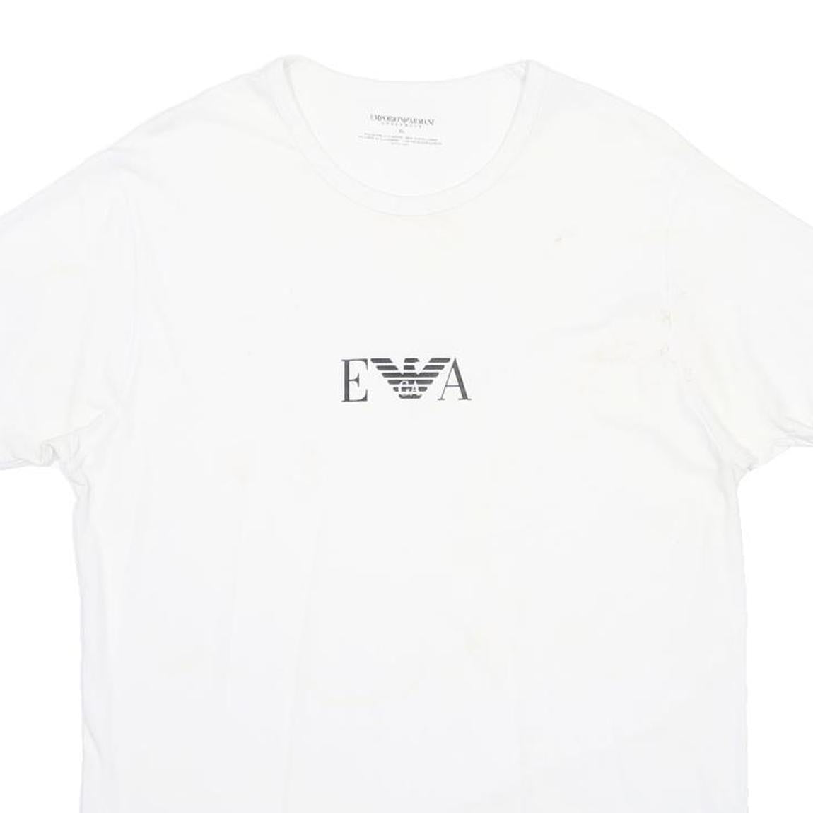 EMPORIO ARMANI Mens White Graphic T-Shirt XL Short Sleeve Crew Neck Luxury