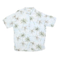 CAMPIA Mens Blue & Green Palm Tree Print Rayon Shirt L Summer Beach Casual