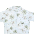 CAMPIA Mens Blue & Green Palm Tree Print Rayon Shirt L Summer Beach Casual