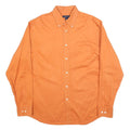 LANDS END Mens Orange Shirt M Cotton Blend Button Down Pocket Classic Fit