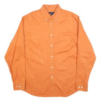 LANDS END Mens Orange Shirt M Cotton Blend Button Down Pocket Classic Fit