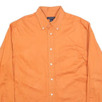 LANDS END Mens Orange Shirt M Cotton Blend Button Down Pocket Classic Fit