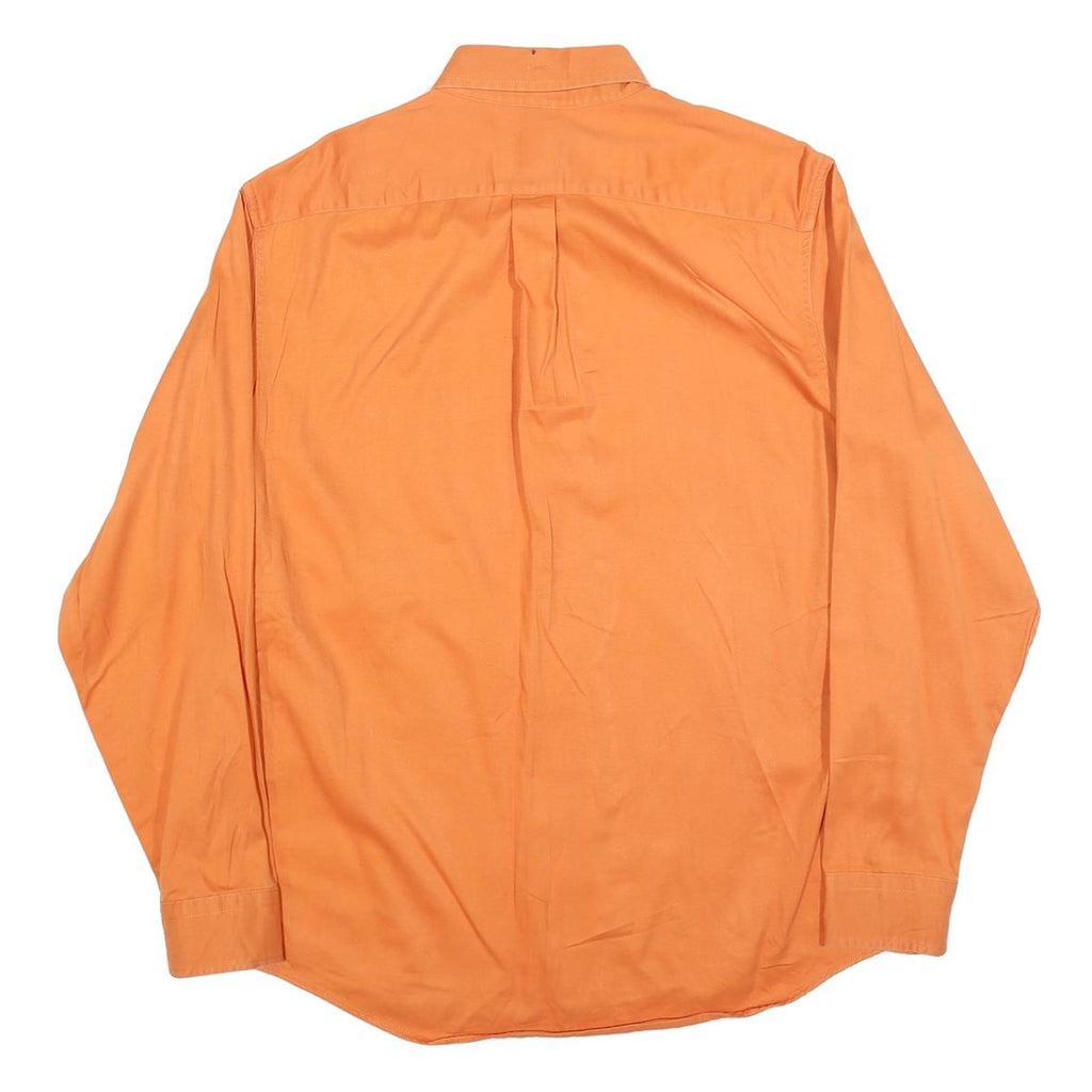LANDS END Mens Orange Shirt M Cotton Blend Button Down Pocket Classic Fit