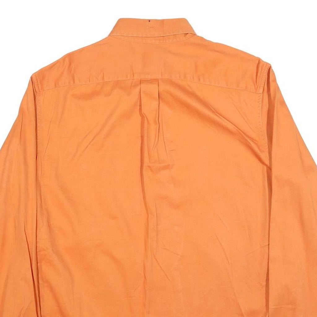 LANDS END Mens Orange Shirt M Cotton Blend Button Down Pocket Classic Fit