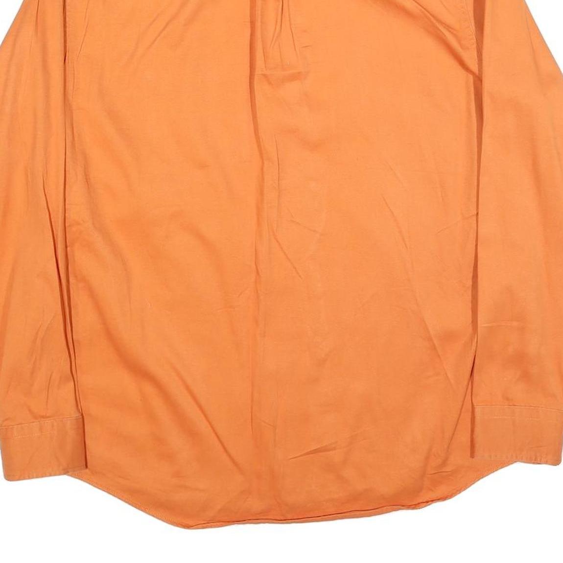 LANDS END Mens Orange Shirt M Cotton Blend Button Down Pocket Classic Fit