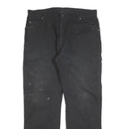 DICKIES Mens Black Relaxed Fit Work Trousers W36 L32 Cotton Blend Zip Closure