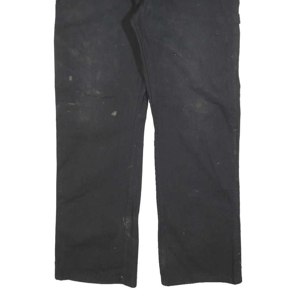 DICKIES Mens Black Relaxed Fit Work Trousers W36 L32 Cotton Blend Zip Closure