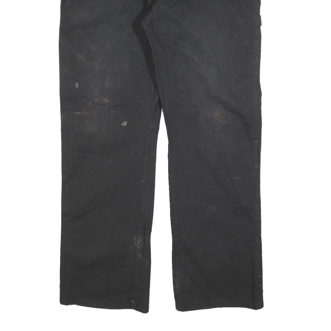 DICKIES Mens Black Relaxed Fit Work Trousers W36 L32 Cotton Blend Zip Closure