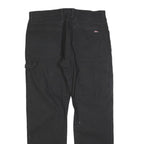 DICKIES Mens Black Relaxed Fit Work Trousers W36 L32 Cotton Blend Zip Closure