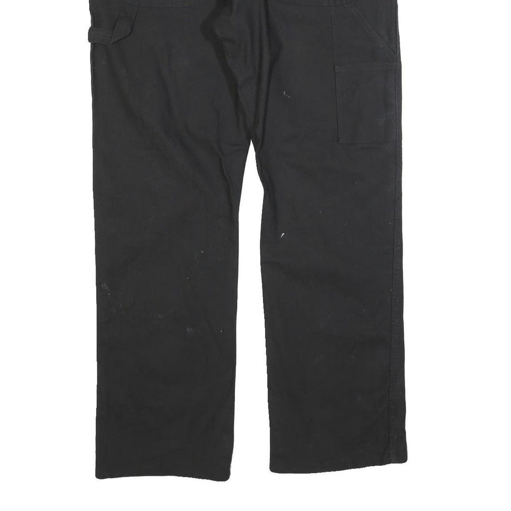 DICKIES Mens Black Relaxed Fit Work Trousers W36 L32 Cotton Blend Zip Closure