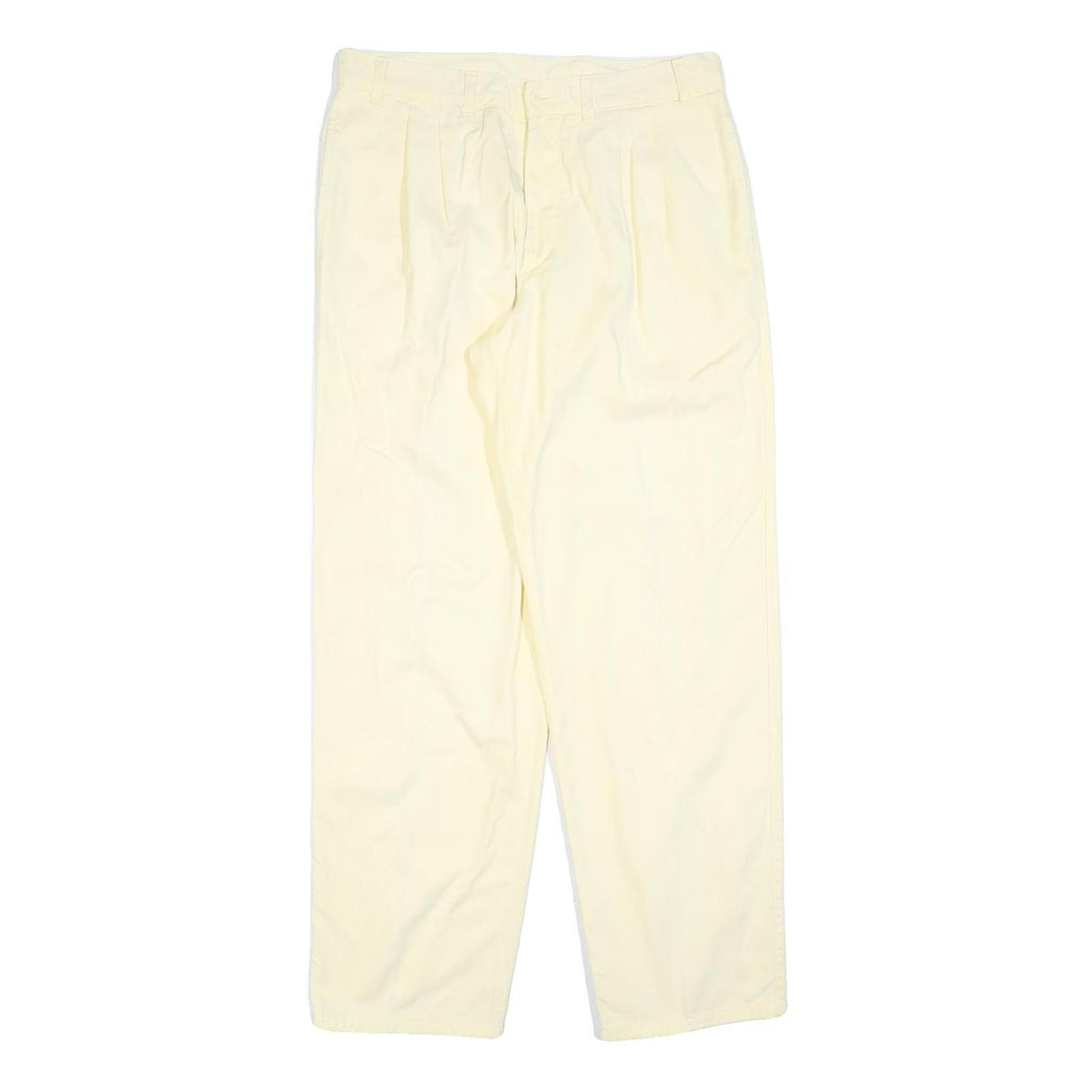 BENETTON Womens Regular Beige Cotton Blend Trousers W34 L32 Casual Comfortable