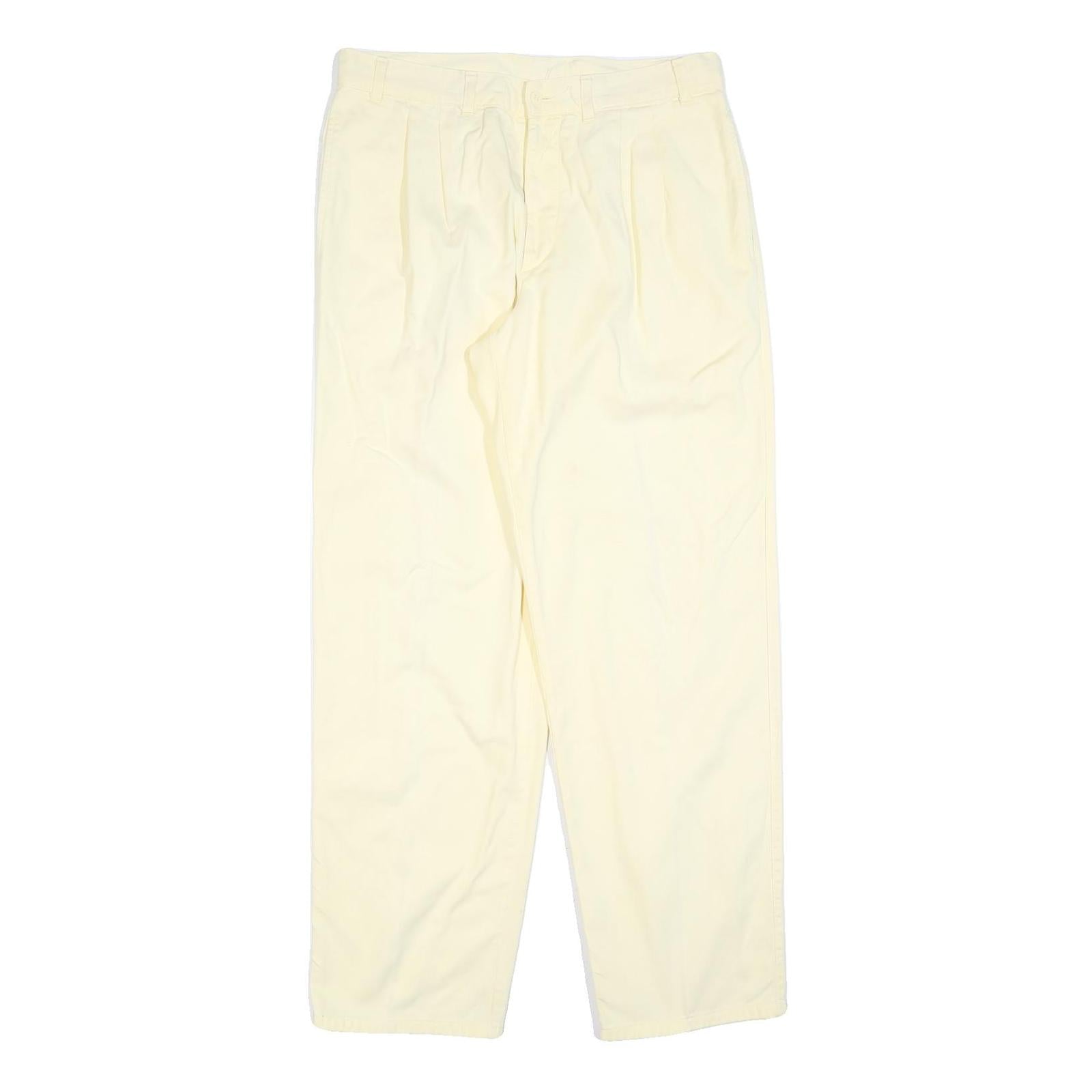 BENETTON Womens Regular Beige Cotton Blend Trousers W34 L32 Casual Comfortable