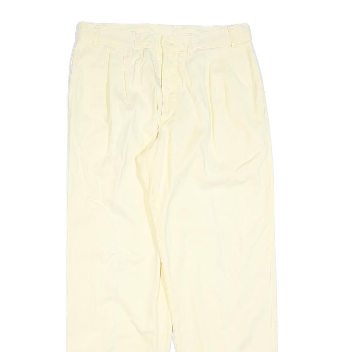 BENETTON Womens Regular Beige Cotton Blend Trousers W34 L32 Casual Comfortable