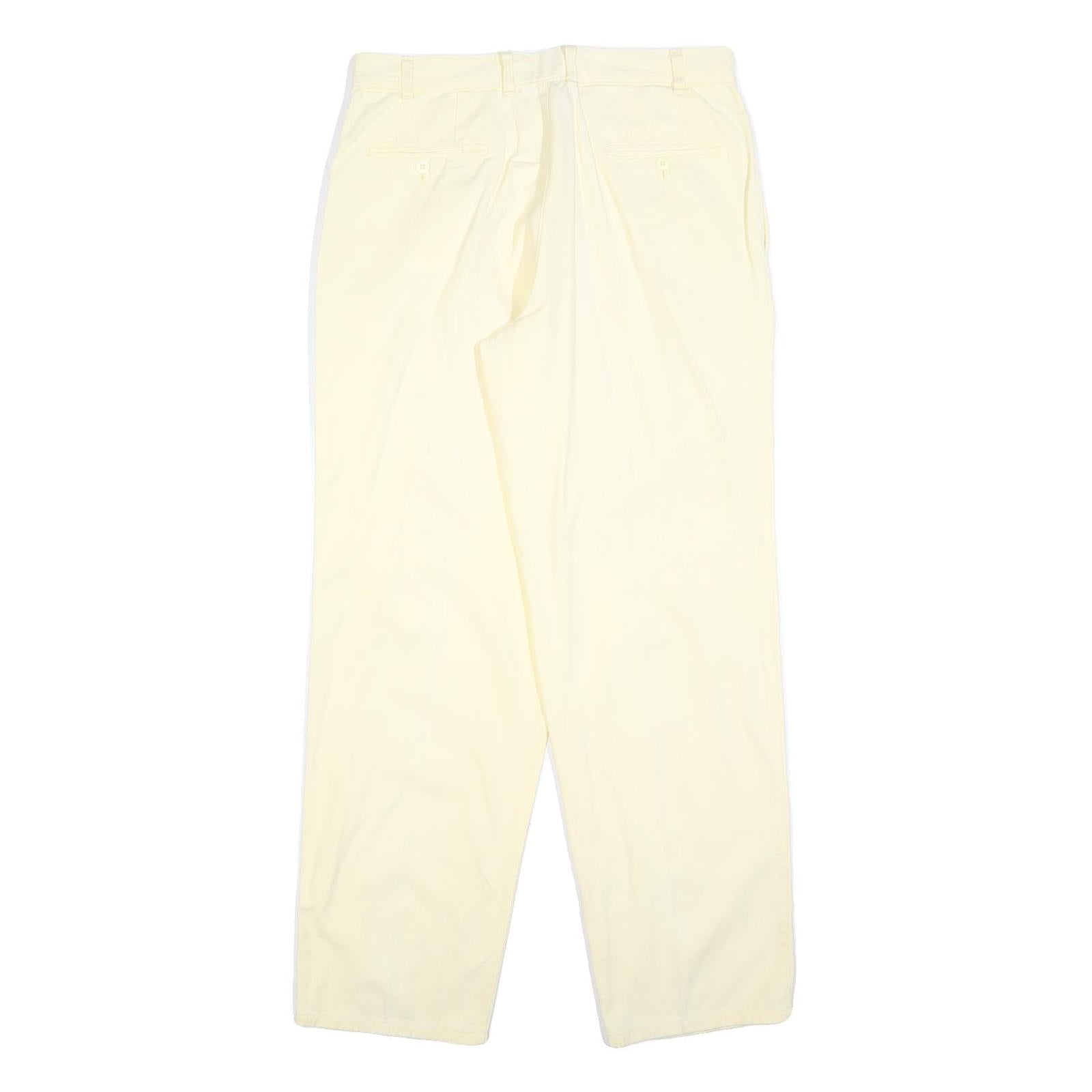 BENETTON Womens Regular Beige Cotton Blend Trousers W34 L32 Casual Comfortable