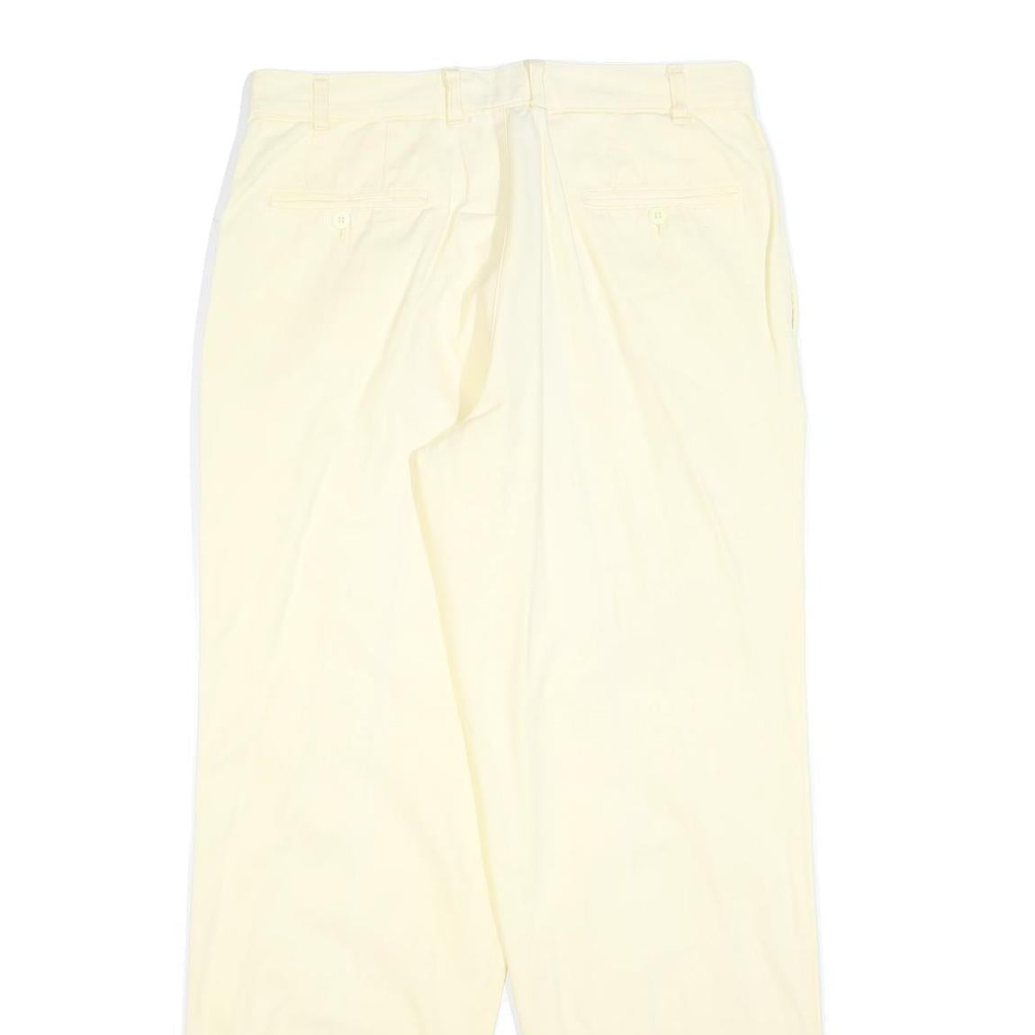 BENETTON Womens Regular Beige Cotton Blend Trousers W34 L32 Casual Comfortable