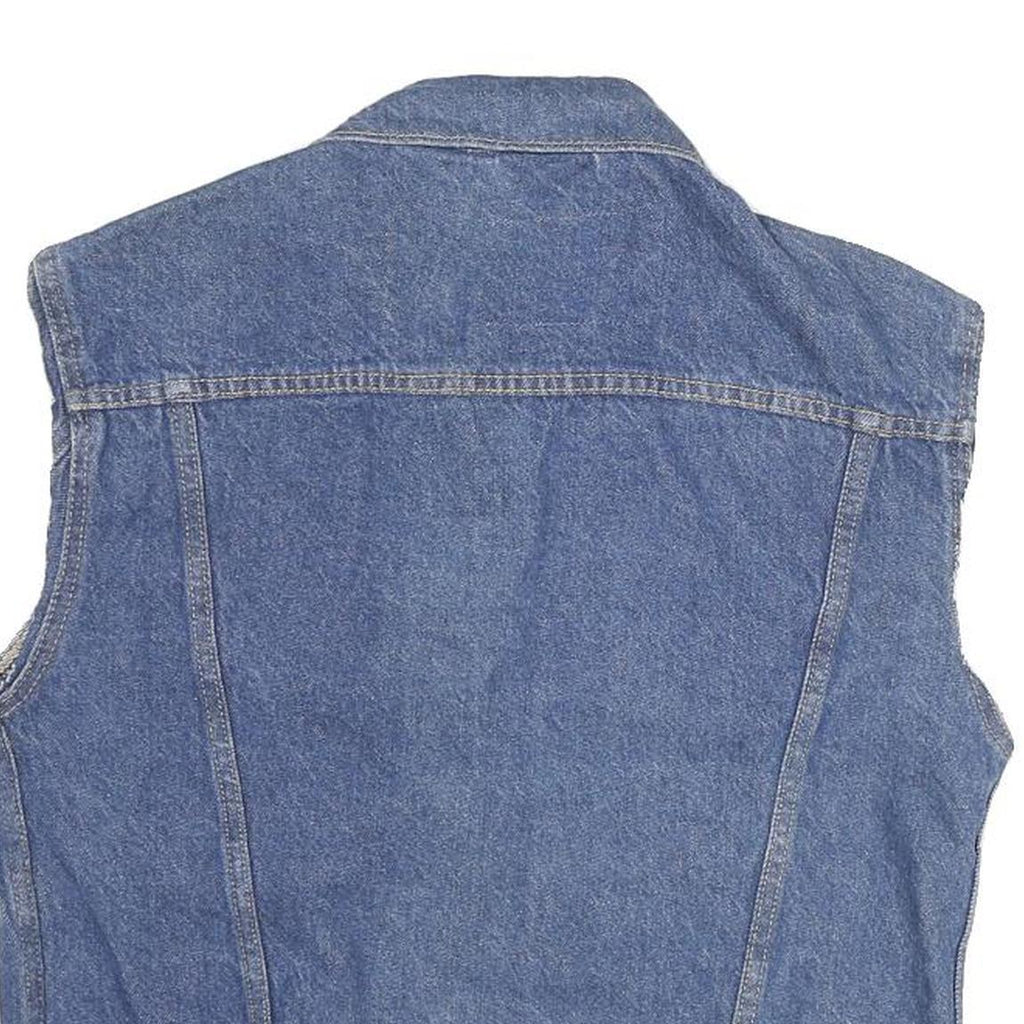 LEVI'S Womens Blue Denim Sleeveless Button Cotton Jacket S Pockets Classic