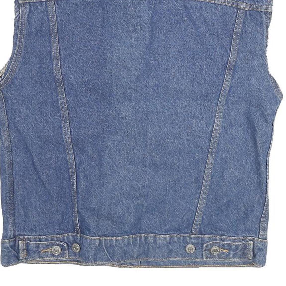 LEVI'S Womens Blue Denim Sleeveless Button Cotton Jacket S Pockets Classic