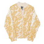 ADIDAS Womens Beige & Yellow Pattern Zip Jacket L Polyester Blend Sportswear