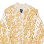 ADIDAS Womens Beige & Yellow Pattern Zip Jacket L Polyester Blend Sportswear