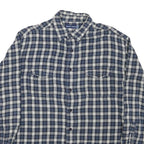 BLUE EDGE Mens Blue & Cream Checked Shirt L Cotton Blend Button Closure Casual