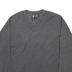 CHAPS RALPH LAUREN Mens Grey Plain Cotton Blend V-Neck Basic Knit Jumper XL