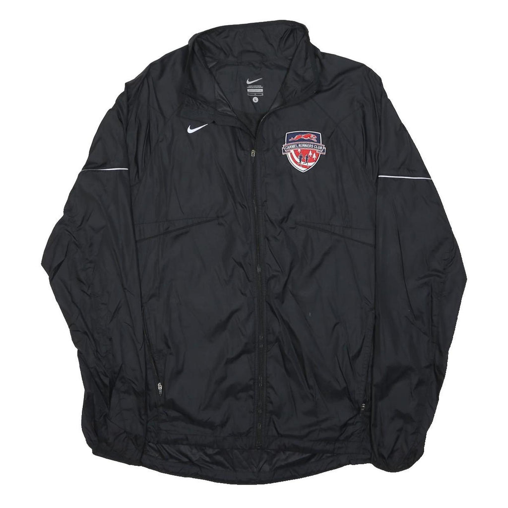 NIKE Mens Black Carmel Runners Club Track Jacket L Polyester Zip Plain