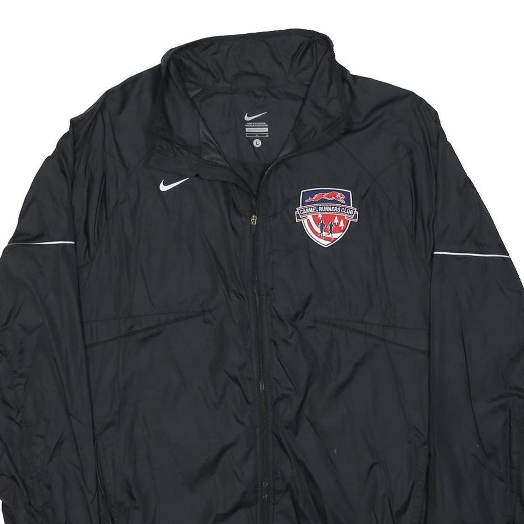 NIKE Mens Black Carmel Runners Club Track Jacket L Polyester Zip Plain