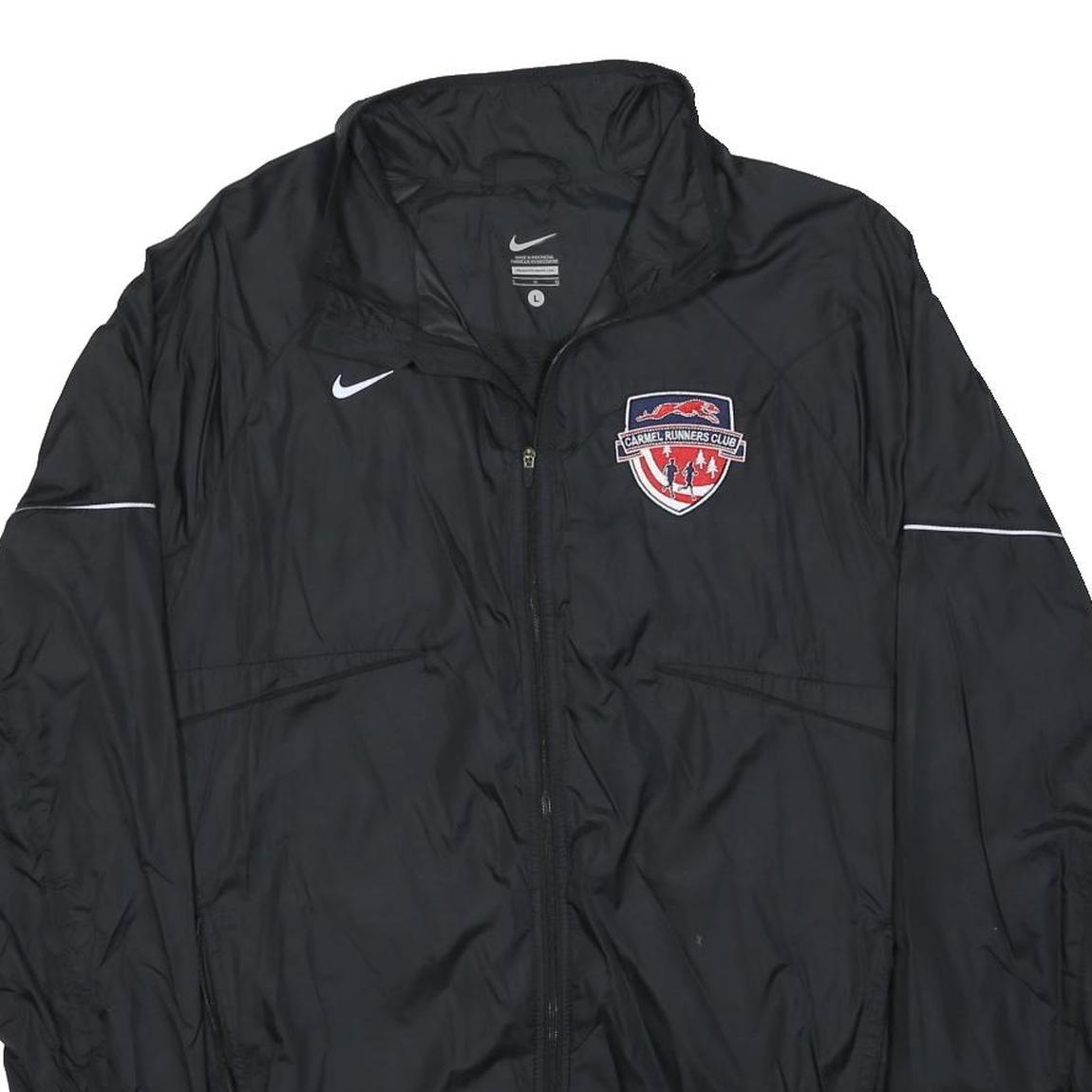 NIKE Mens Black Carmel Runners Club Track Jacket L Polyester Zip Plain