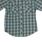 WRANGLER Mens Blue & Black Check Shirt M Cotton Blend Short Sleeve Button