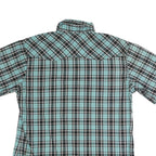 WRANGLER Mens Blue & Black Check Shirt M Cotton Blend Short Sleeve Button
