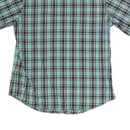 WRANGLER Mens Blue & Black Check Shirt M Cotton Blend Short Sleeve Button