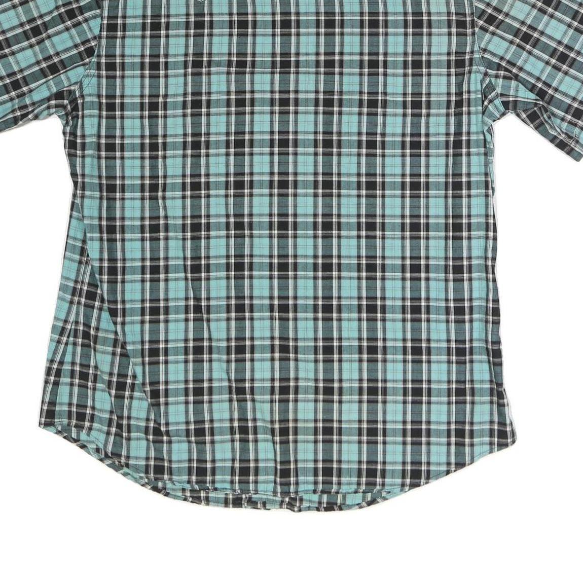 WRANGLER Mens Blue & Black Check Shirt M Cotton Blend Short Sleeve Button