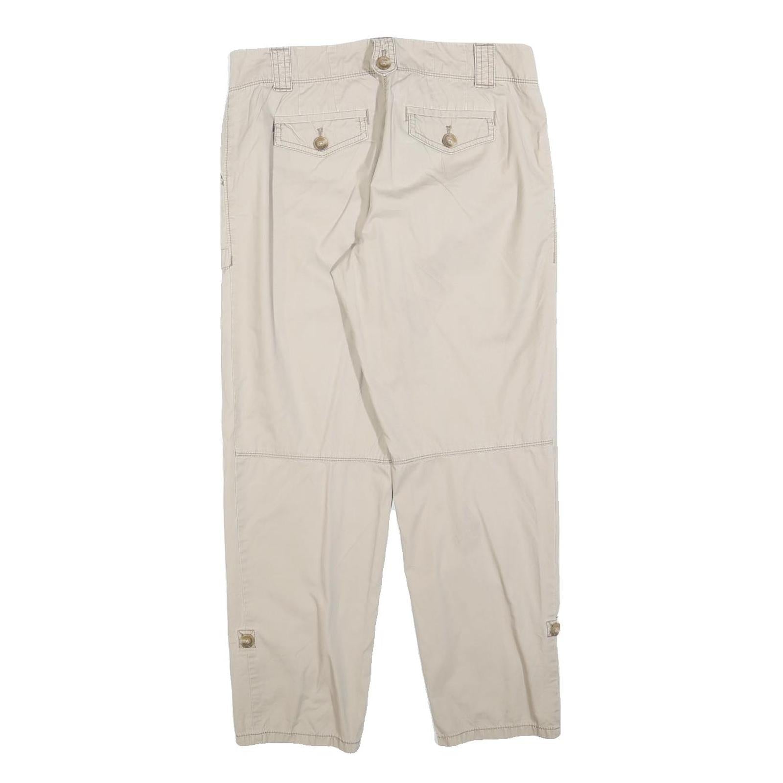 ANN TAYLOR Womens Cotton Blend Beige Regular Straight Trousers W30 L27 Casual