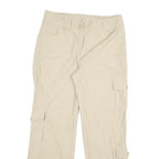 Womens Cotton Beige Regular Fit Straight Leg Trousers W32 L30 Casual Zip