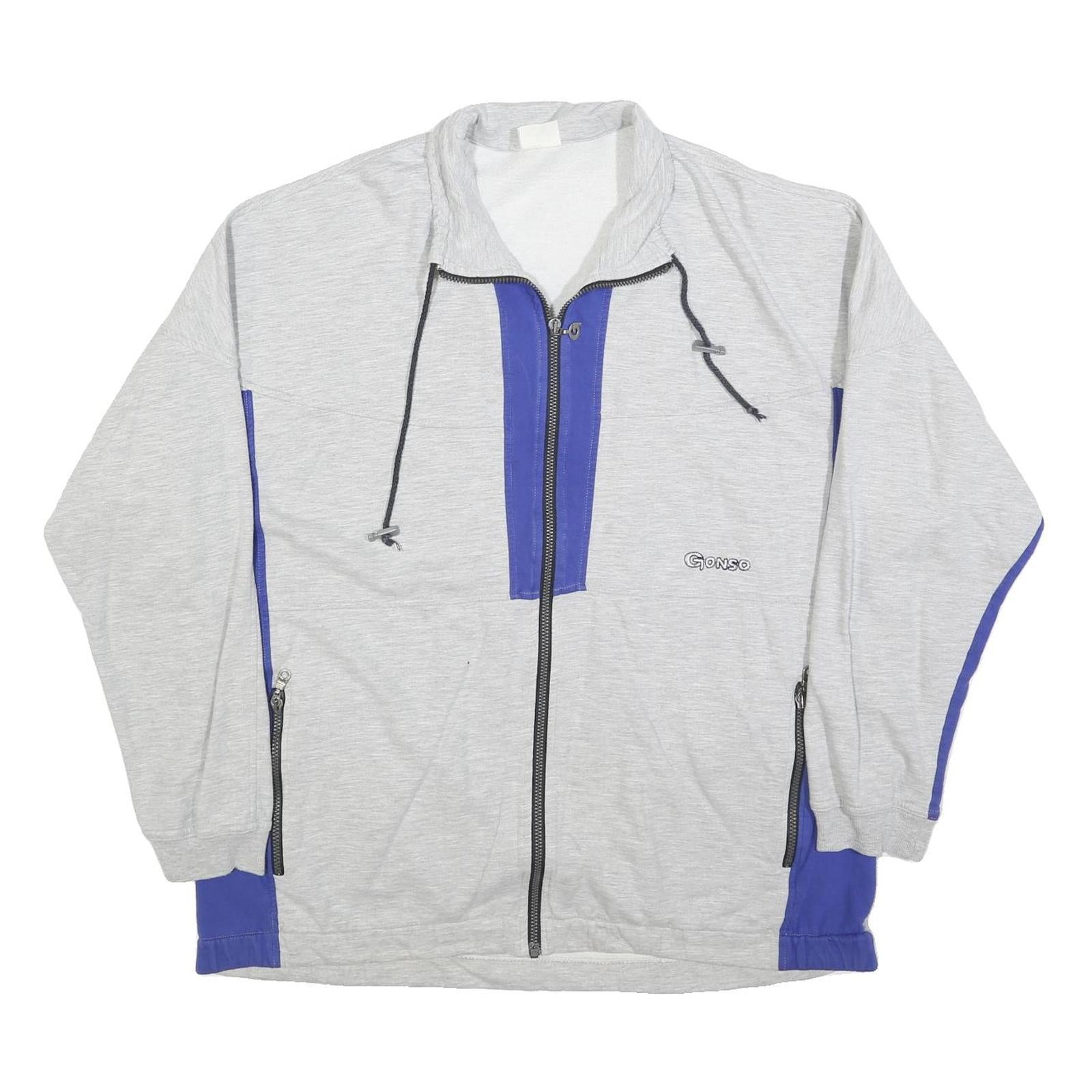 GONSO Mens Grey & Blue Zip Jacket XL Cotton Blend Plain Casual Sportswear