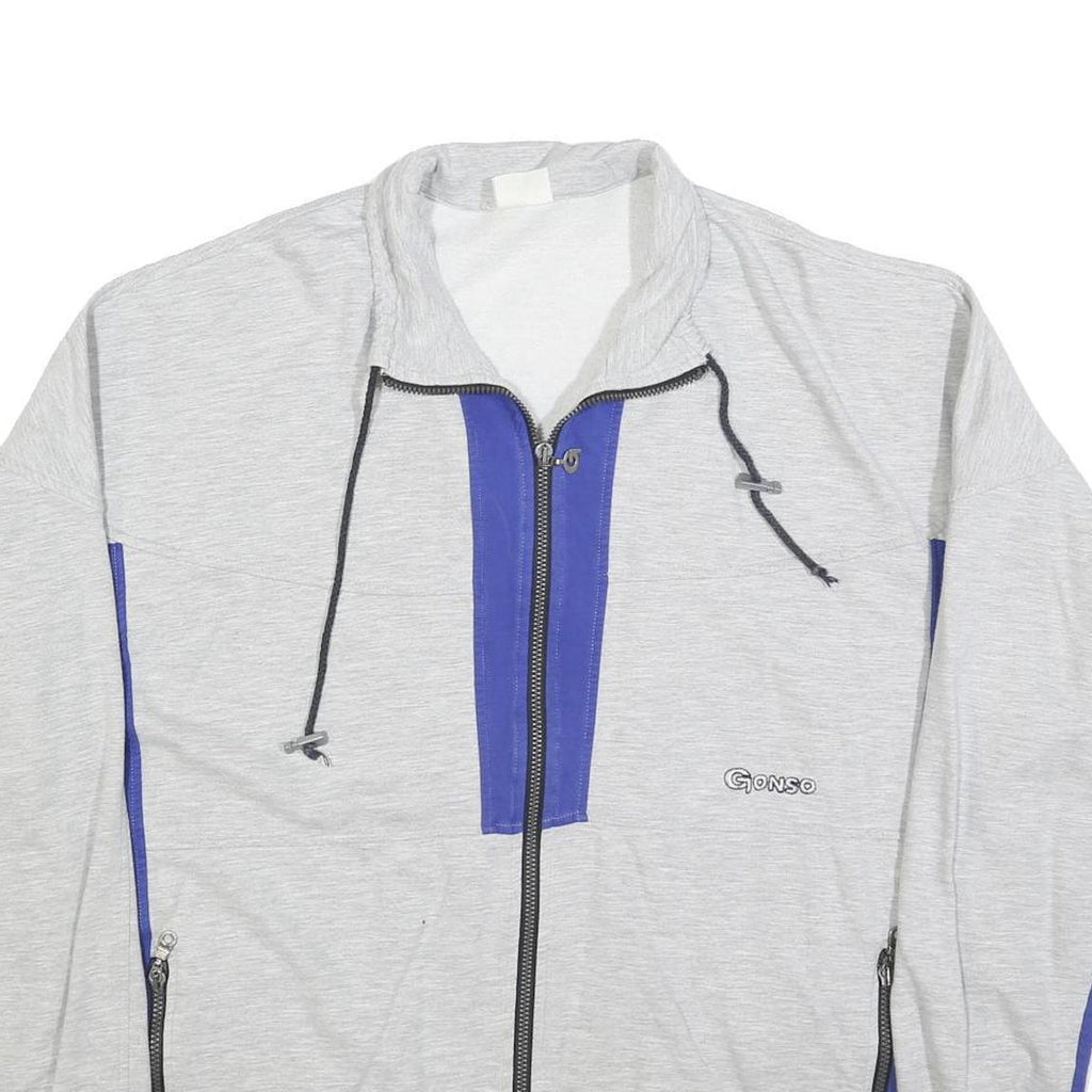 GONSO Mens Grey & Blue Zip Jacket XL Cotton Blend Plain Casual Sportswear
