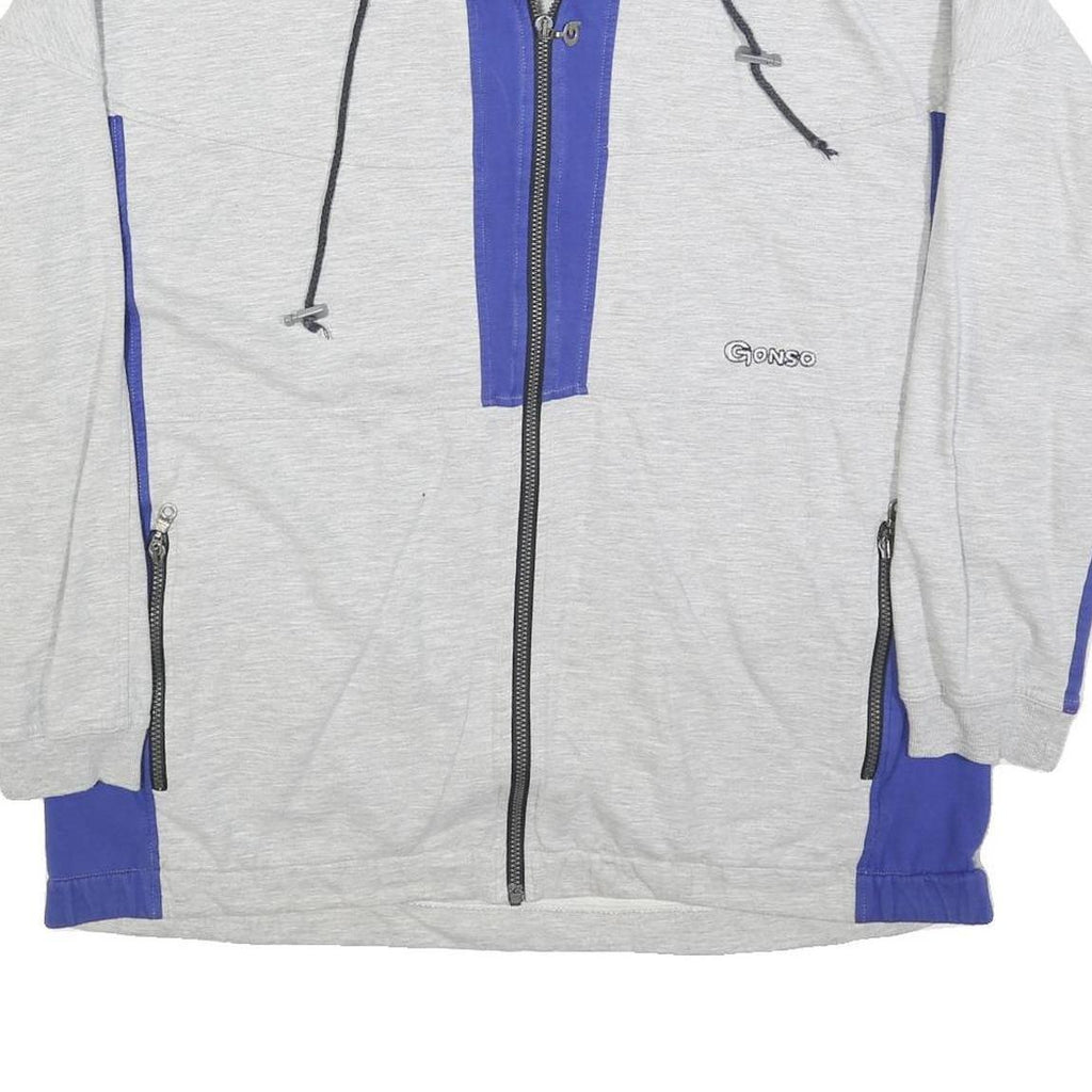 GONSO Mens Grey & Blue Zip Jacket XL Cotton Blend Plain Casual Sportswear