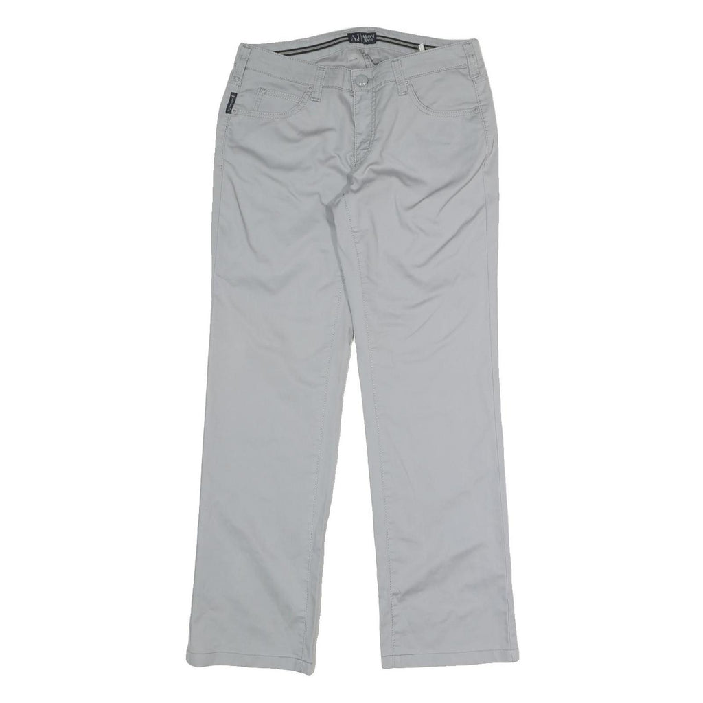 ARMANI JEANS Womens Cotton Blend Light Grey Regular Fit Straight Trousers W30