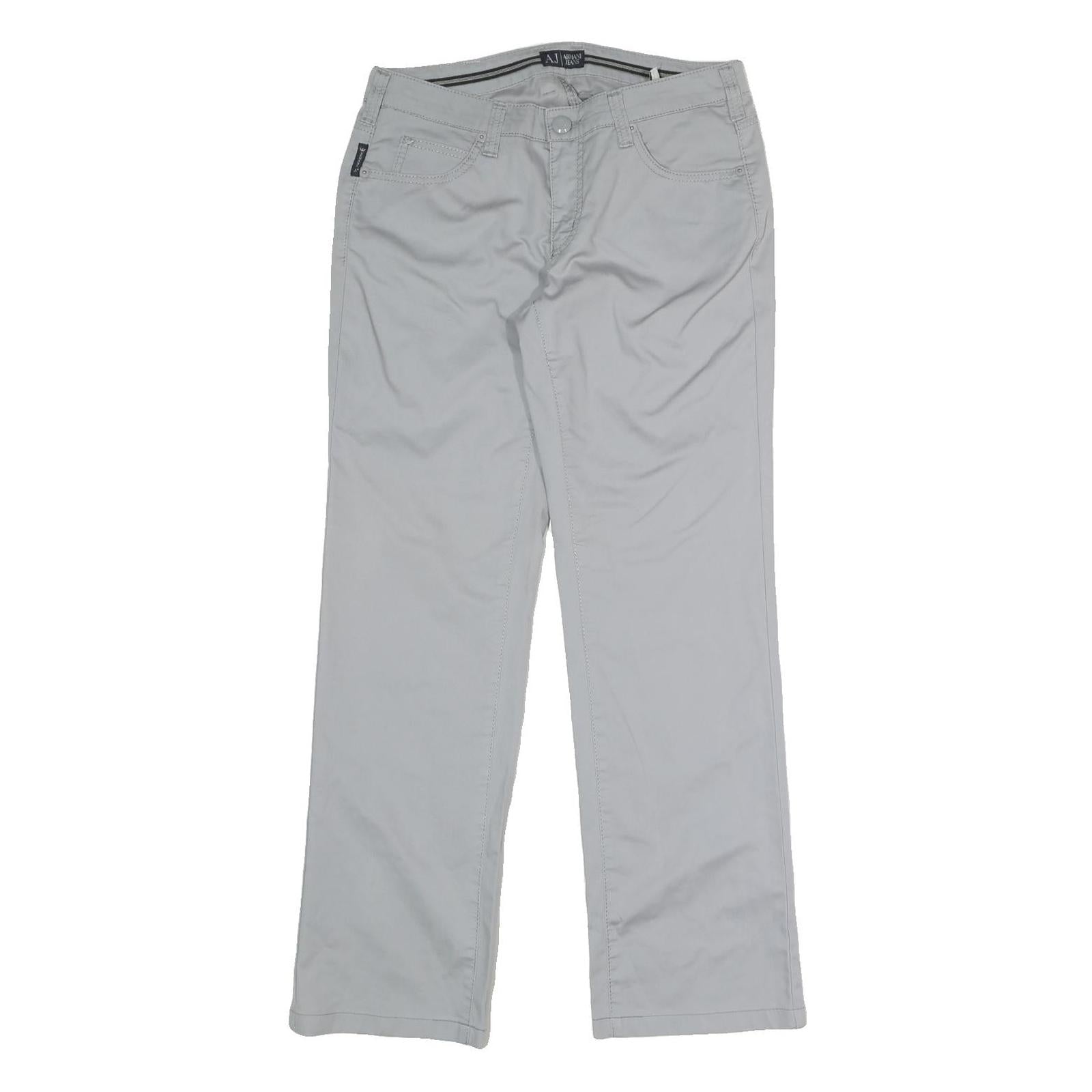 ARMANI JEANS Womens Cotton Blend Light Grey Regular Fit Straight Trousers W30