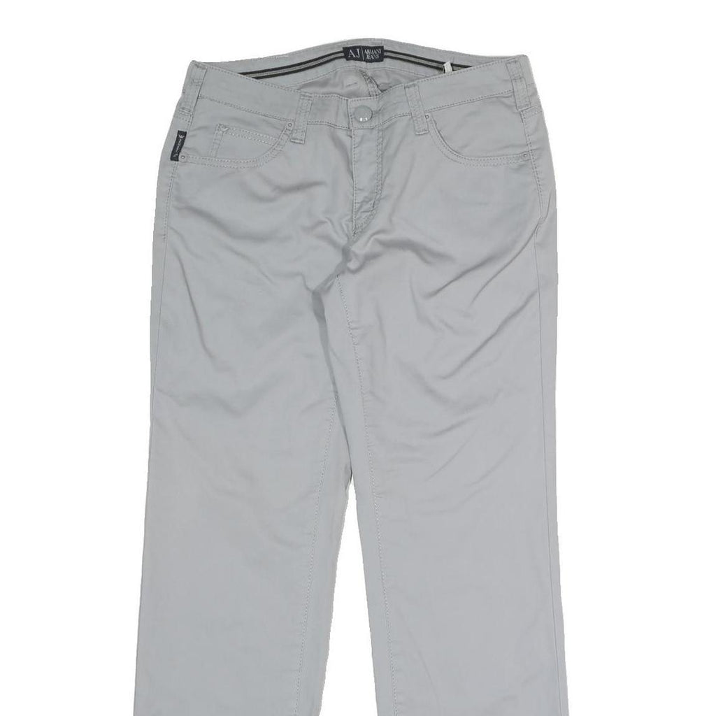 ARMANI JEANS Womens Cotton Blend Light Grey Regular Fit Straight Trousers W30