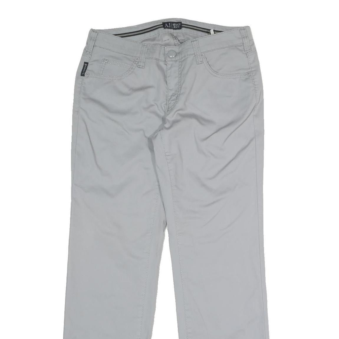 ARMANI JEANS Womens Cotton Blend Light Grey Regular Fit Straight Trousers W30