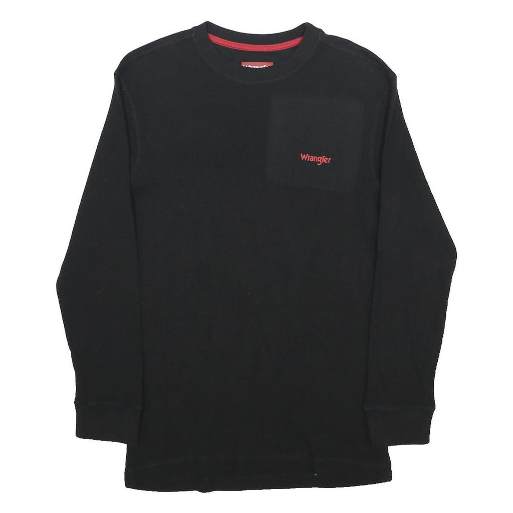 WRANGLER Boys Black Patterned Jumper Crew Neck Basic Knit M Cotton Blend Casual